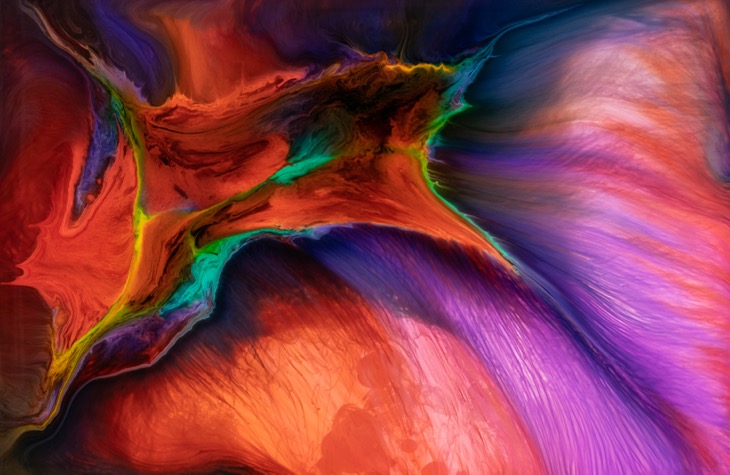 Abstract flow of liquid paints in mix